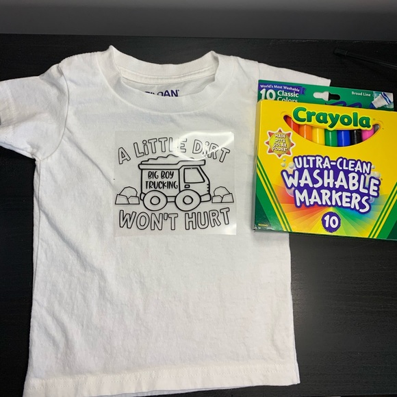 Kid’s Coloring Shirt with Markers - Multiple Designs Available! - Picture 14 of 16